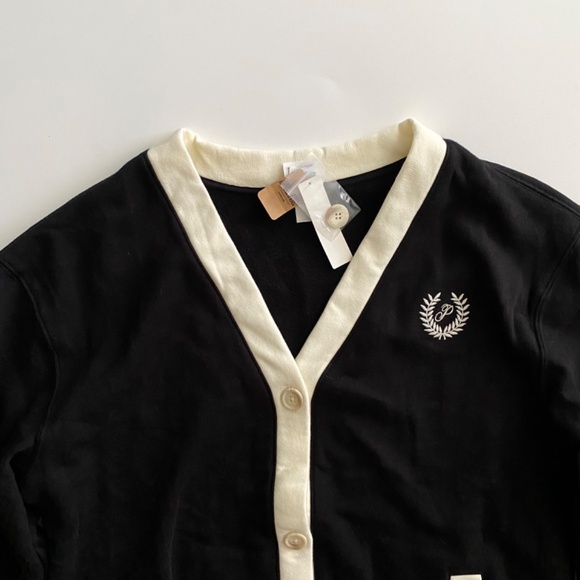 PINK Victoria's Secret Sweater Black Campus Cardigan Sweatshirt Oversized Nwt S - Picture 2 of 3